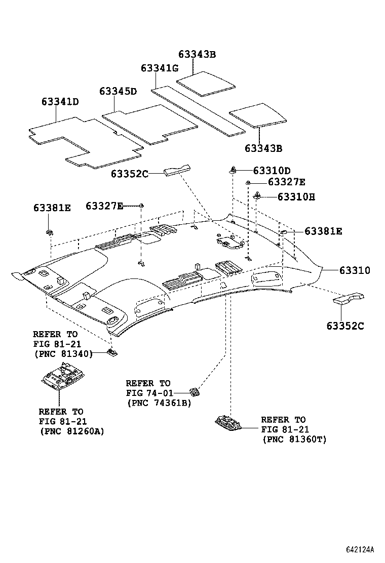 Toyota 63311-50660-A0 HEADLINING ASSY, ROOF