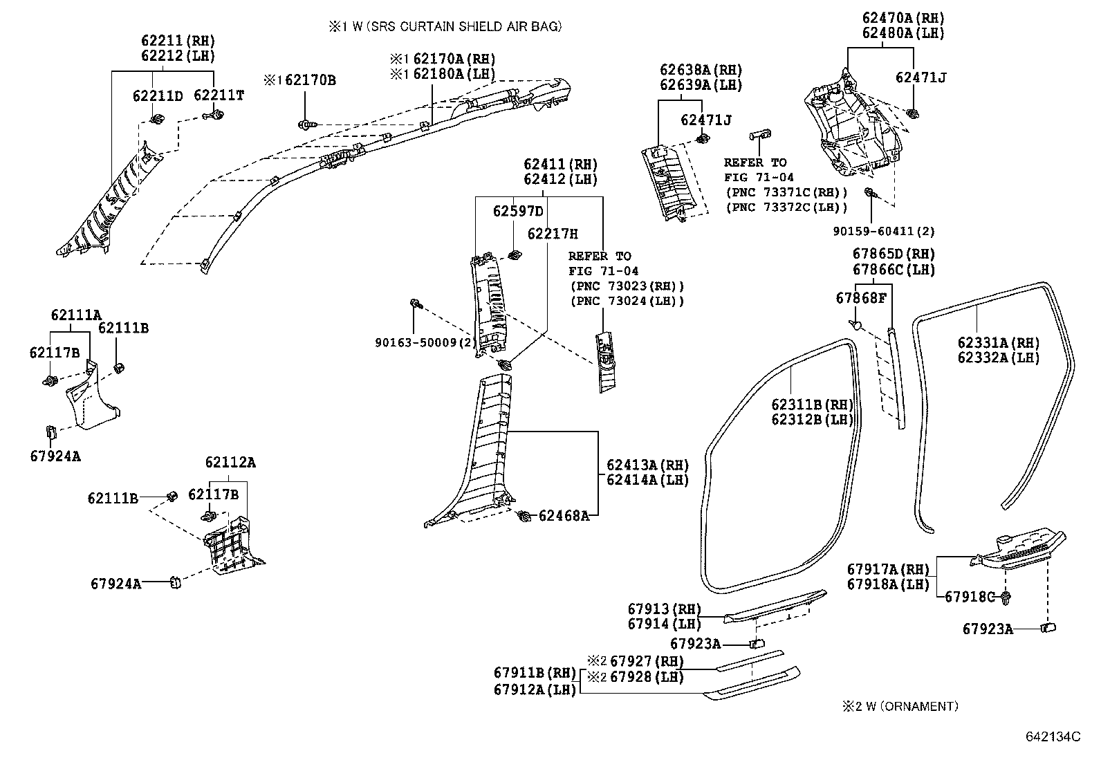 62170-48030 AIR BAG ASSY, CURTAIN SHIELD, RH product image