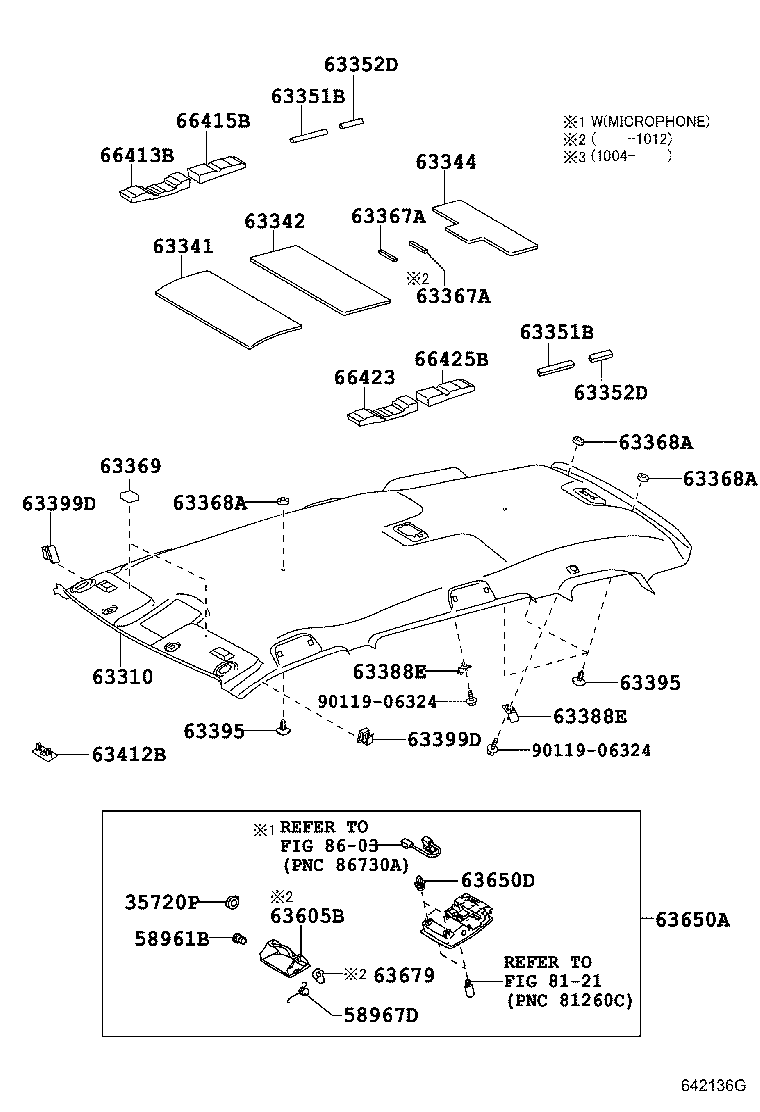 Toyota 63341-48040 PAD, ROOF SILENCER, NO.1
