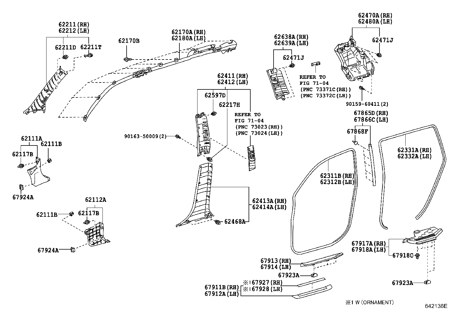 Toyota 62210-48111-E0 GARNISH, FRONT PILLAR, RH