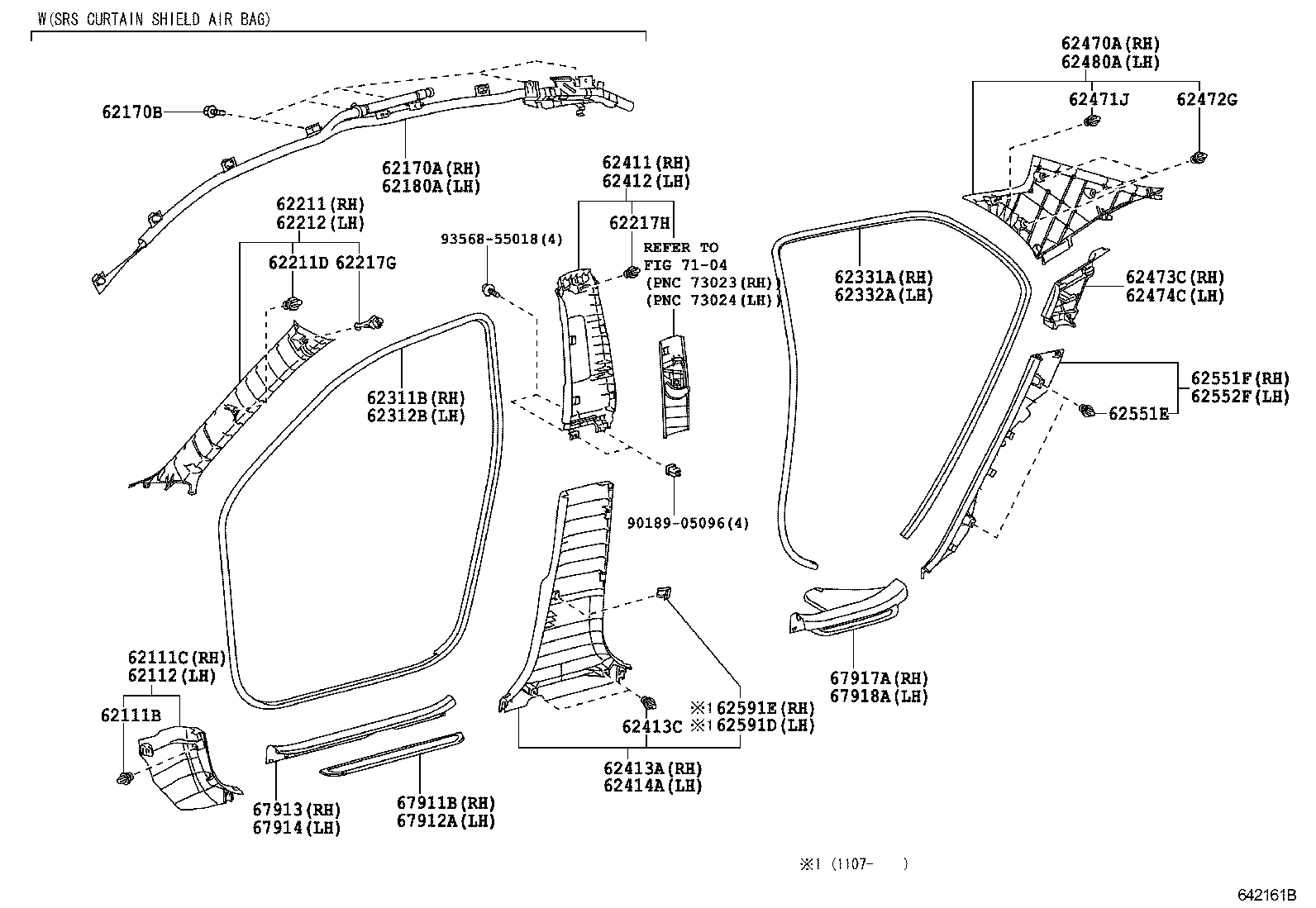 62170-02081 AIR BAG ASSY, CURTAIN SHIELD, RH product image