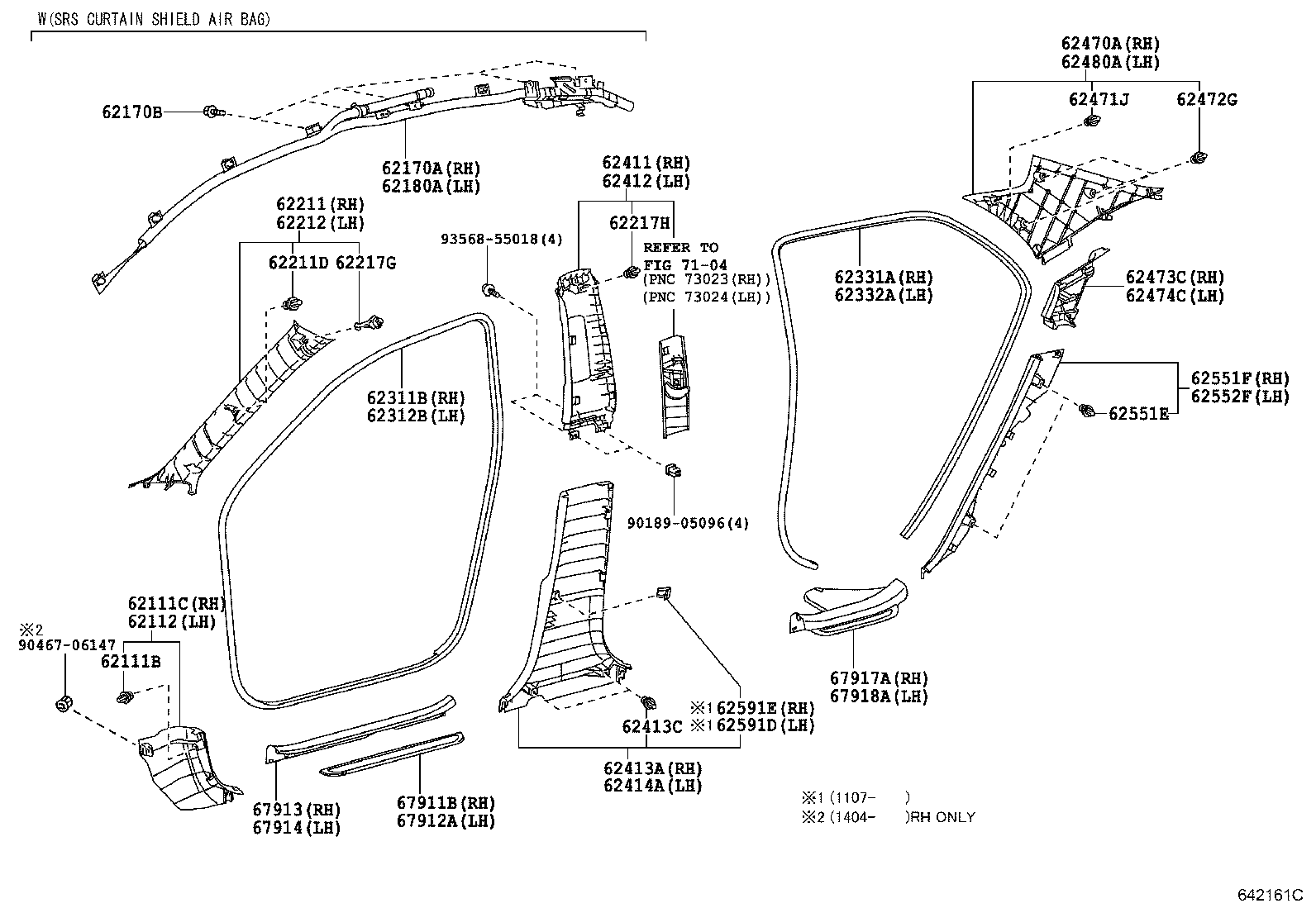 62480-02151-B2 GARNISH ASSY, ROOF SIDE, INNER LH product image