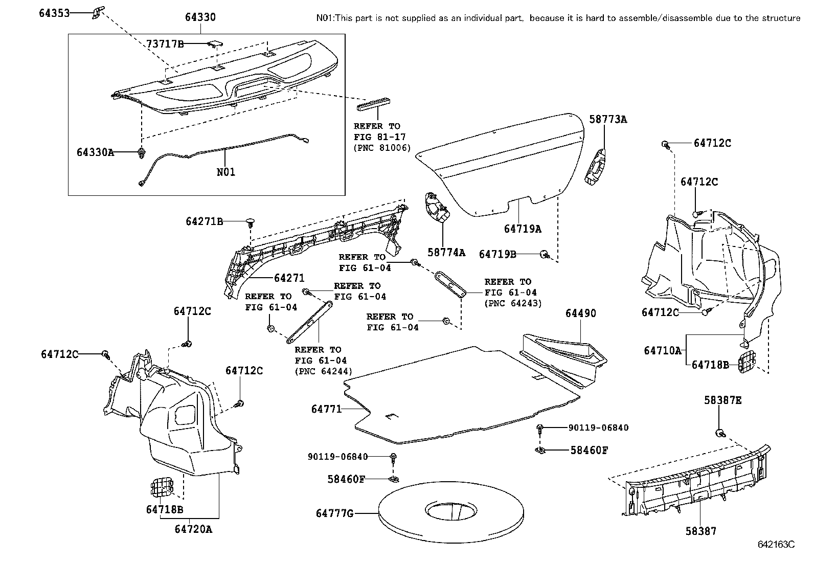 64717-02280 COVER, LUGGAGE COMPARTMENT TRIM, FRONT product image