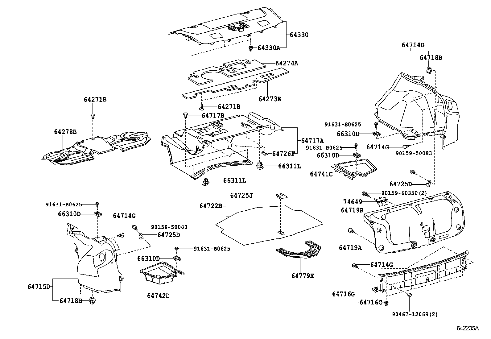 Toyota 64330-53180-C0 PANEL ASSY, PACKAGE TRAY TRIM