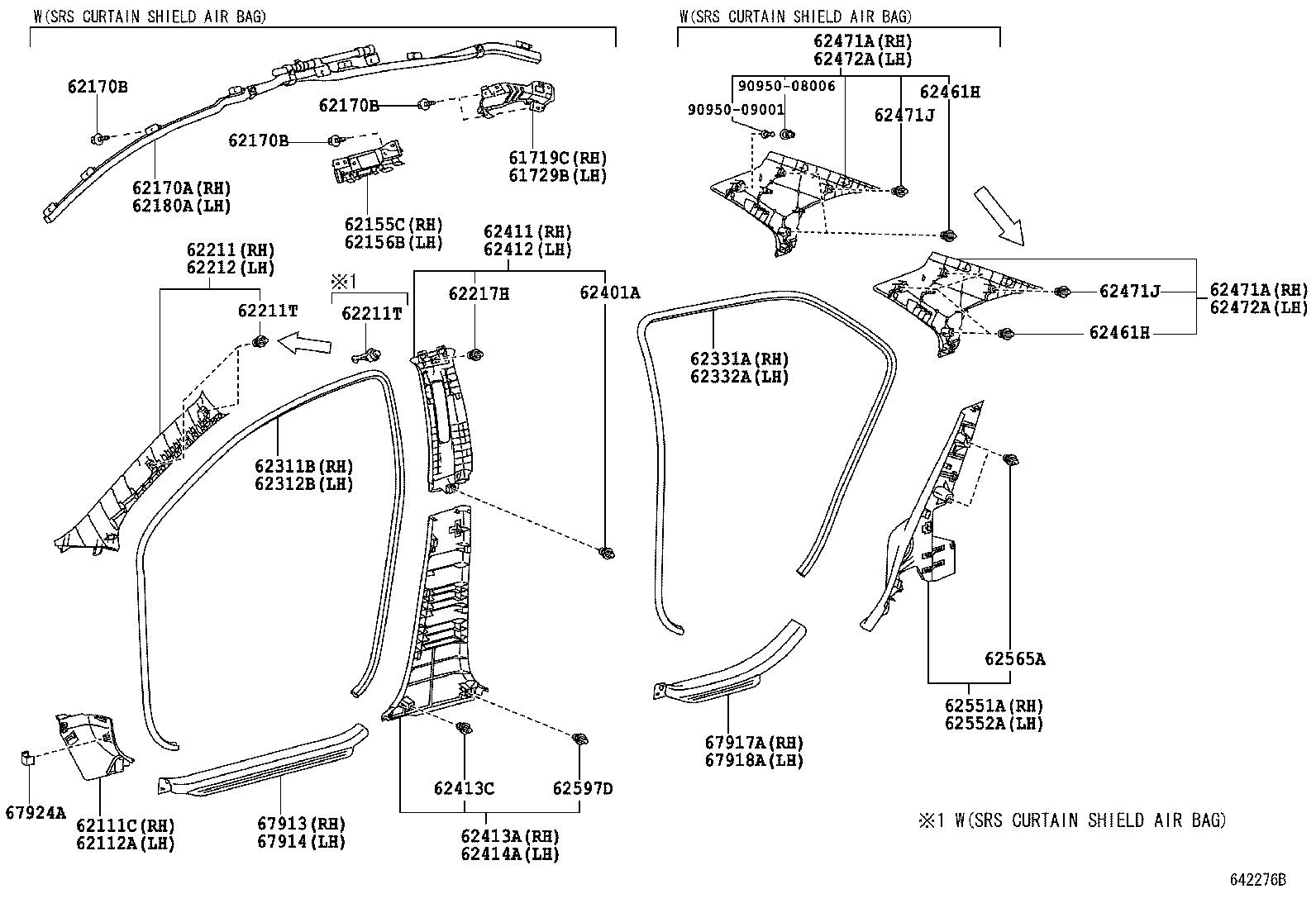 62331-0D260 WEATHERSTRIP, REAR DOOR OPENING TRIM, RH product image