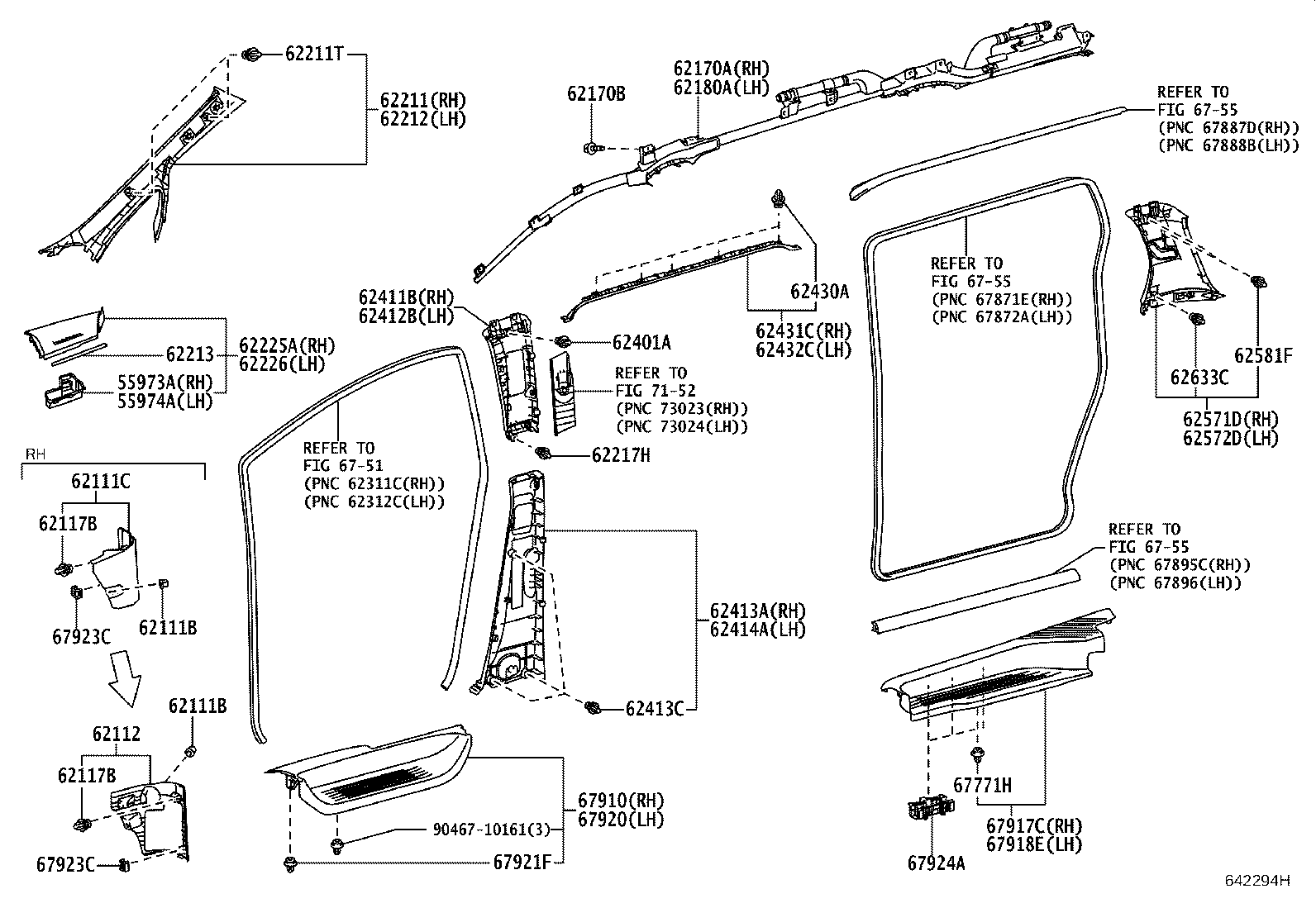 62550-58052-A0 GARNISH, QUARTER LOCK PILLAR, RH product image