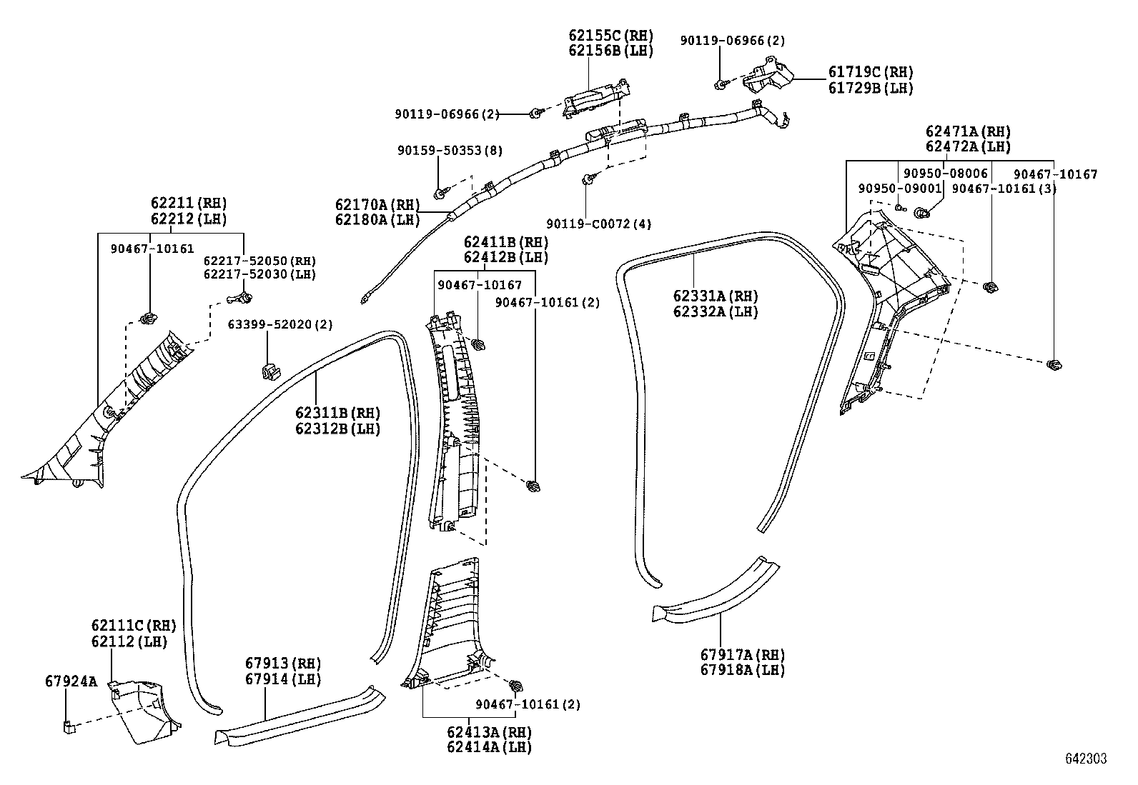 62170-0D020 AIR BAG ASSY, CURTAIN SHIELD, RH product image