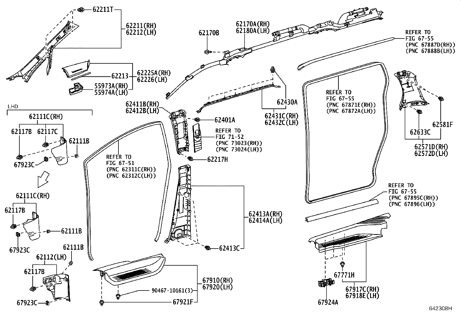 62550-58051-B0 GARNISH, QUARTER LOCK PILLAR, RH product image