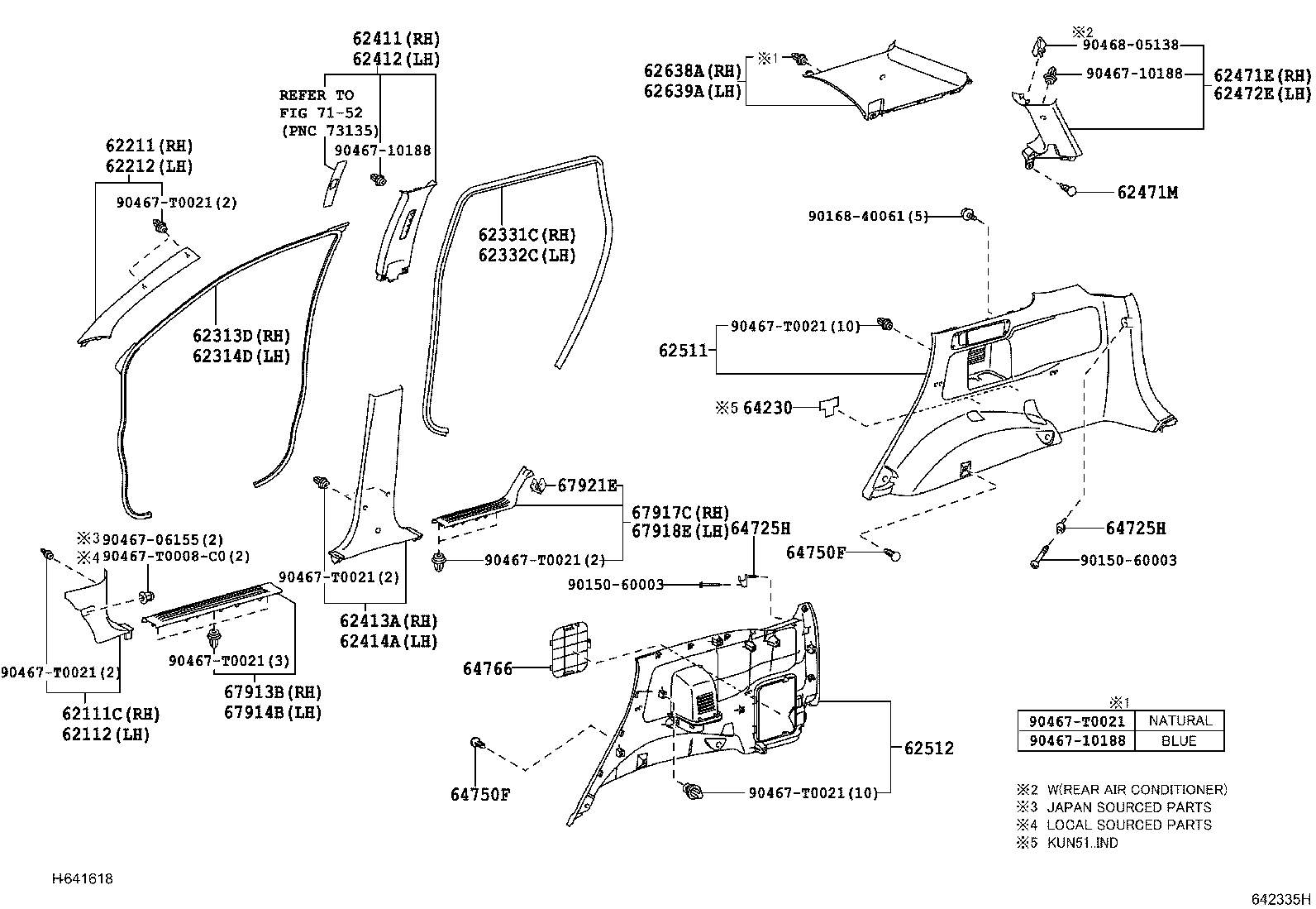 62332-0K020 WEATHERSTRIP, REAR DOOR OPENING TRIM, LH product image