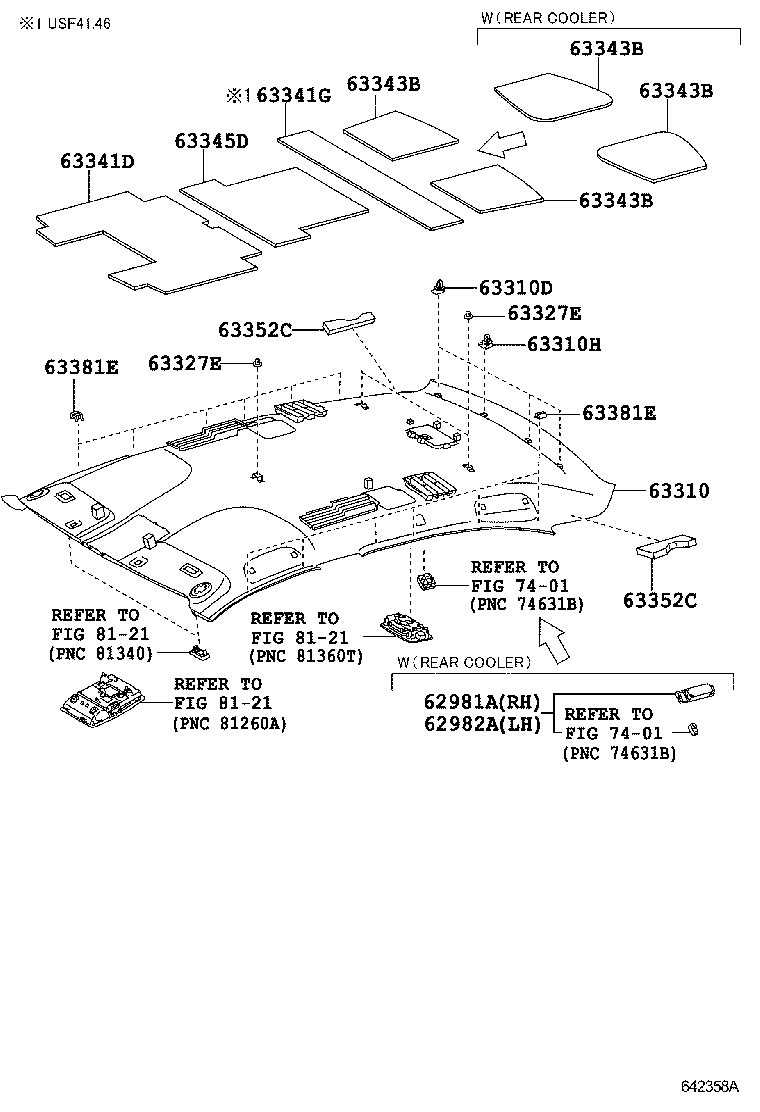 Toyota 63306-50060-C0 TRIM SUB-ASSY, SUNSHADE