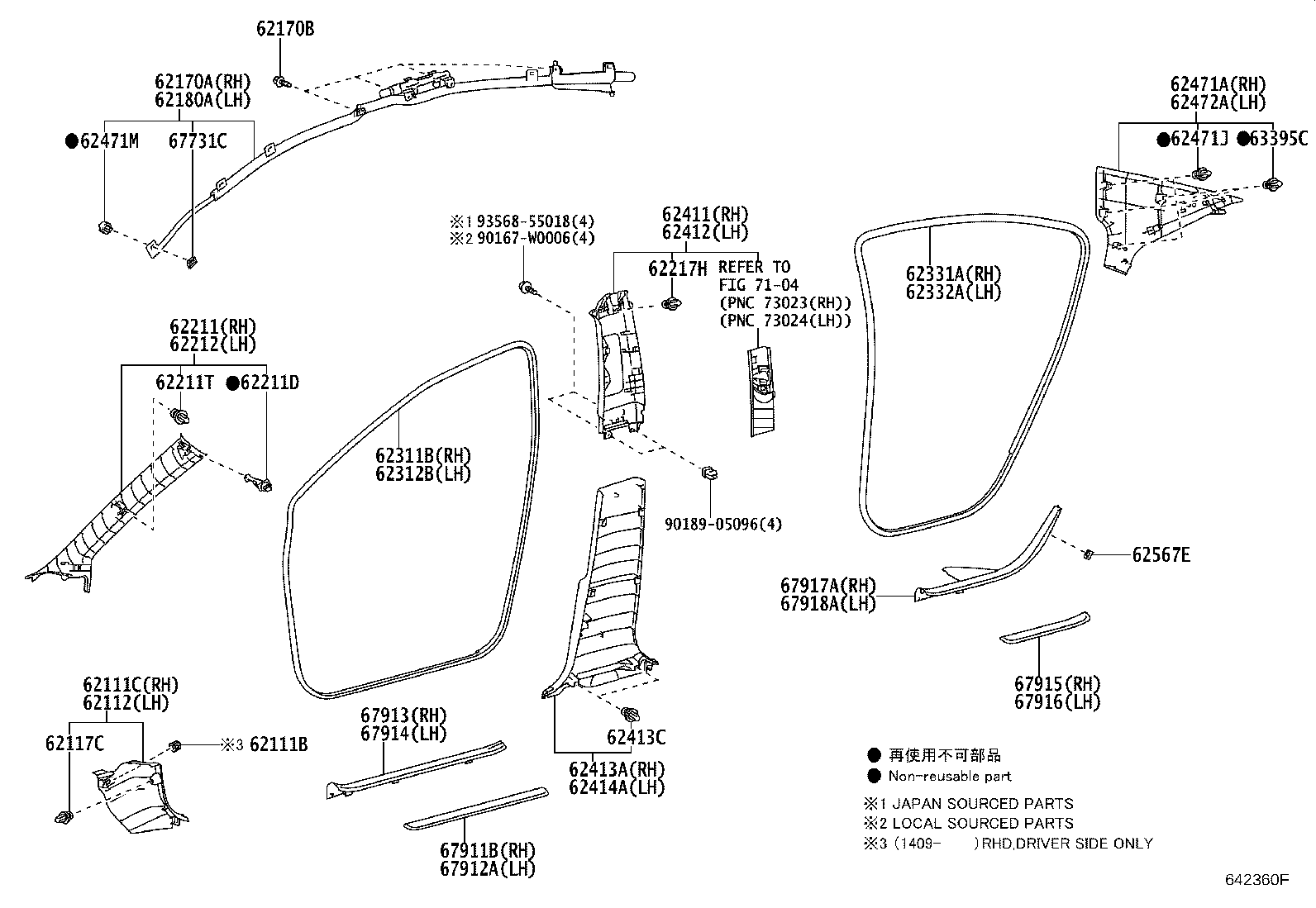62170-05091 AIR BAG ASSY, CURTAIN SHIELD, RH product image