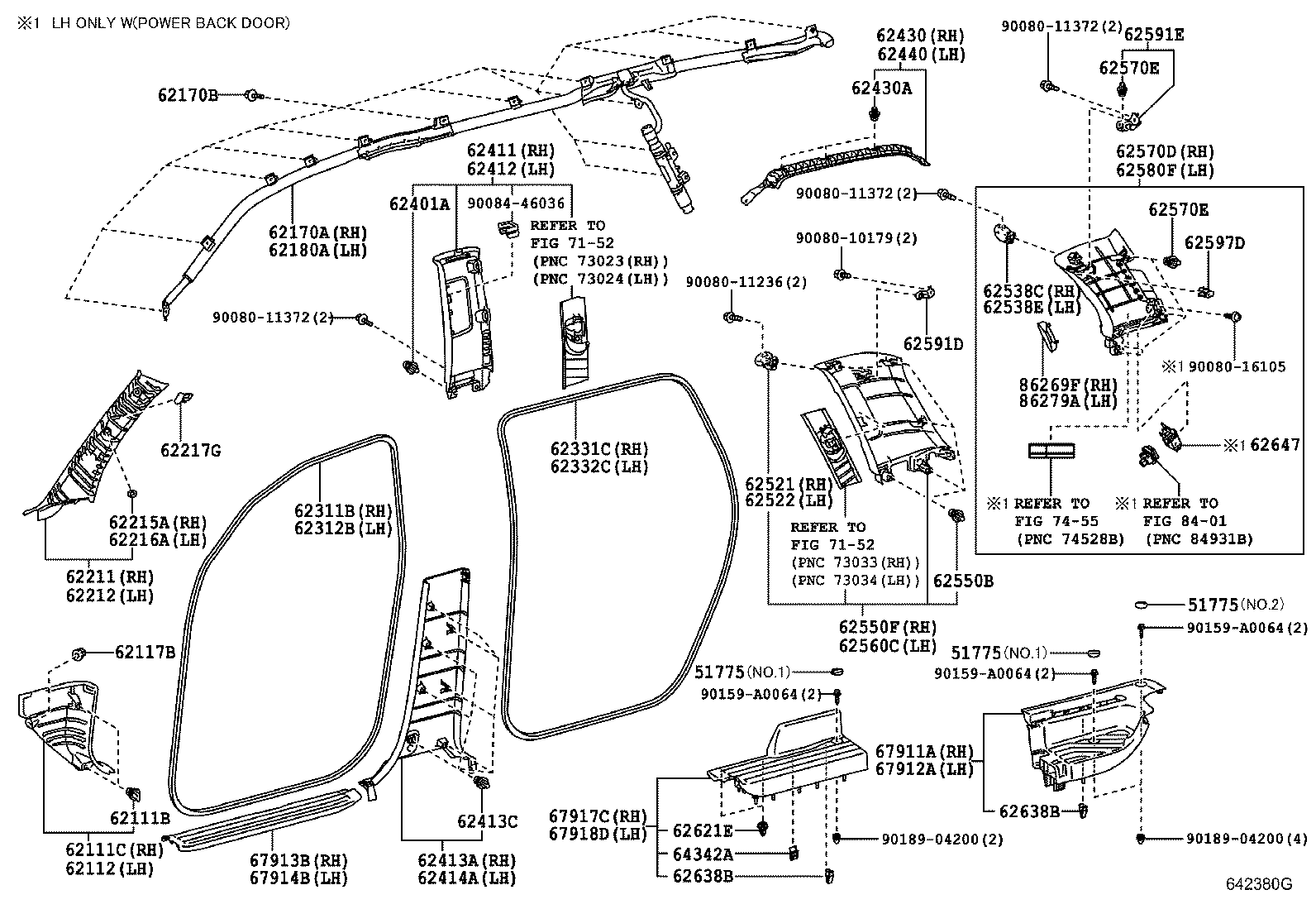 62332-0C050 WEATHERSTRIP, REAR DOOR OPENING TRIM, LH product image
