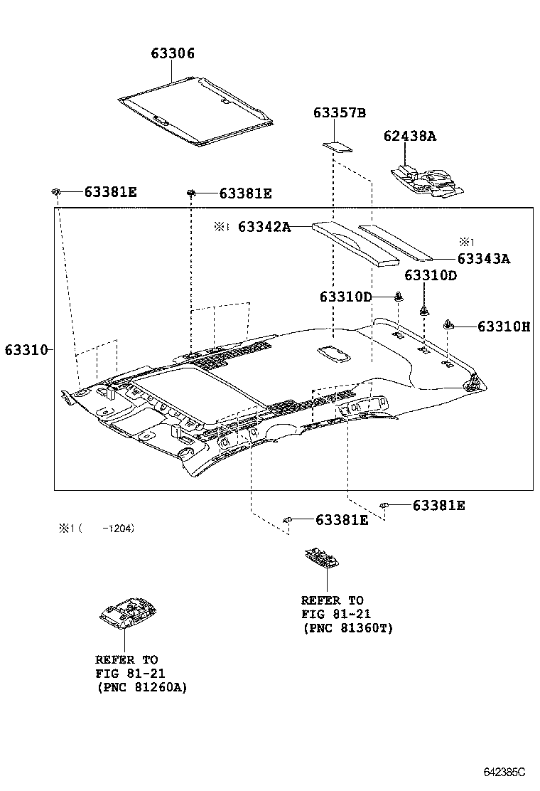 Toyota 63306-0E021-C1 TRIM SUB-ASSY, SUNSHADE