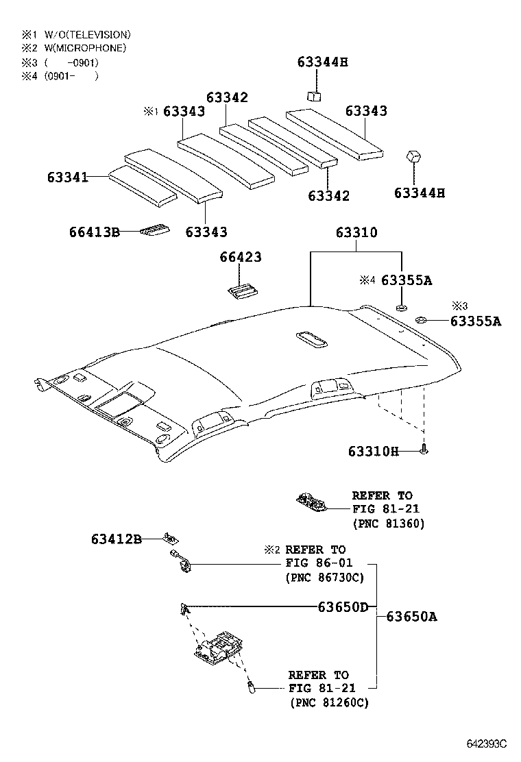 Toyota 63306-0T040-B0 TRIM SUB-ASSY, SUNSHADE
