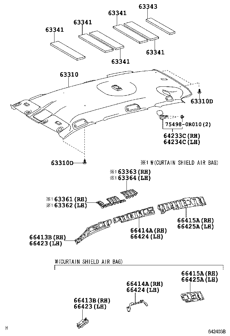 Toyota 63306-0R010-B0 TRIM SUB-ASSY, SUNSHADE