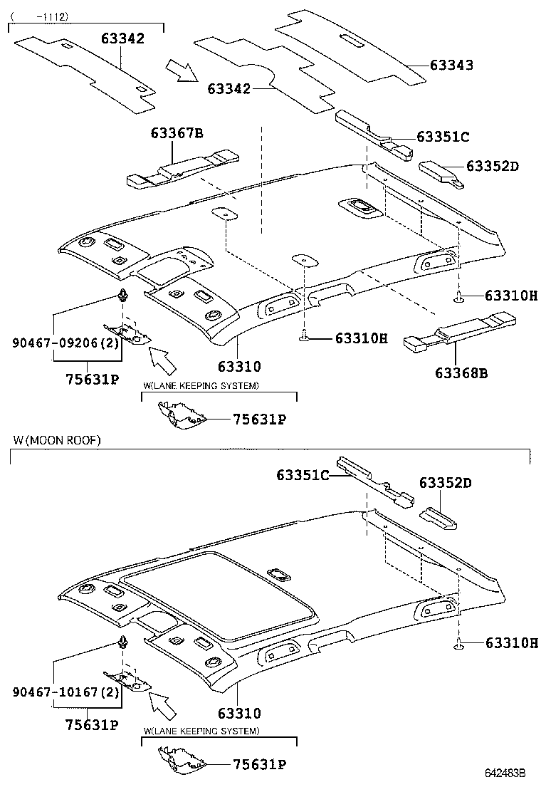 Toyota 63343-47110 PAD, ROOF SILENCER, NO.3
