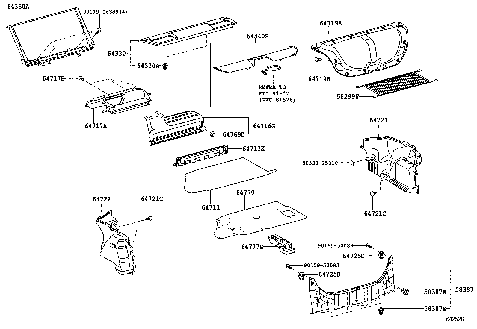 58703-06080 COVER SUB-ASSY, LUGGAGE COMPARTMENT SIDE, RH product image
