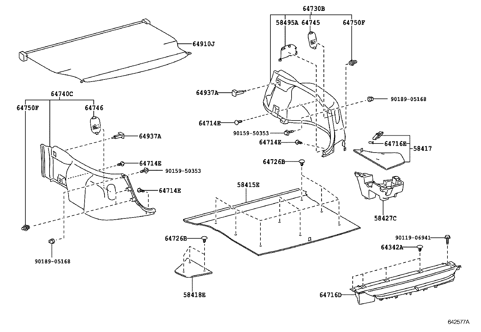 90464-00562 CLIP(FOR DECK TRIM REAR COVER) product image