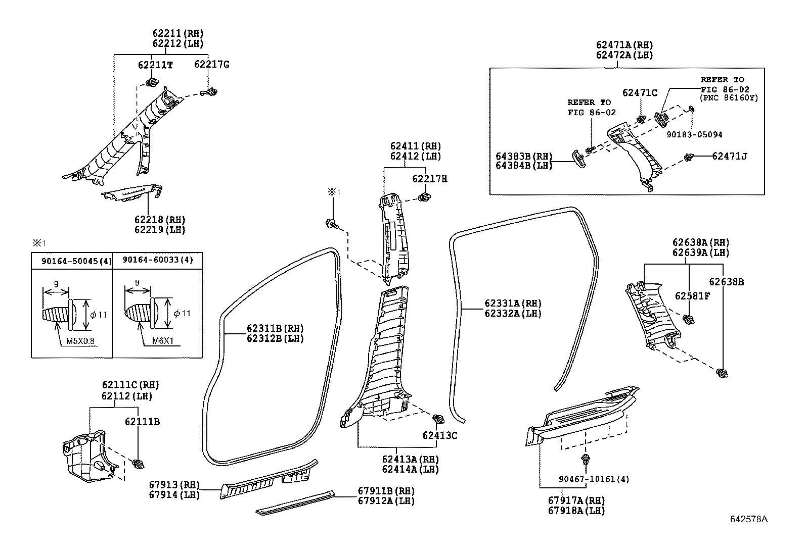 62332-0M020-B0 WEATHERSTRIP, REAR DOOR OPENING TRIM, LH product image