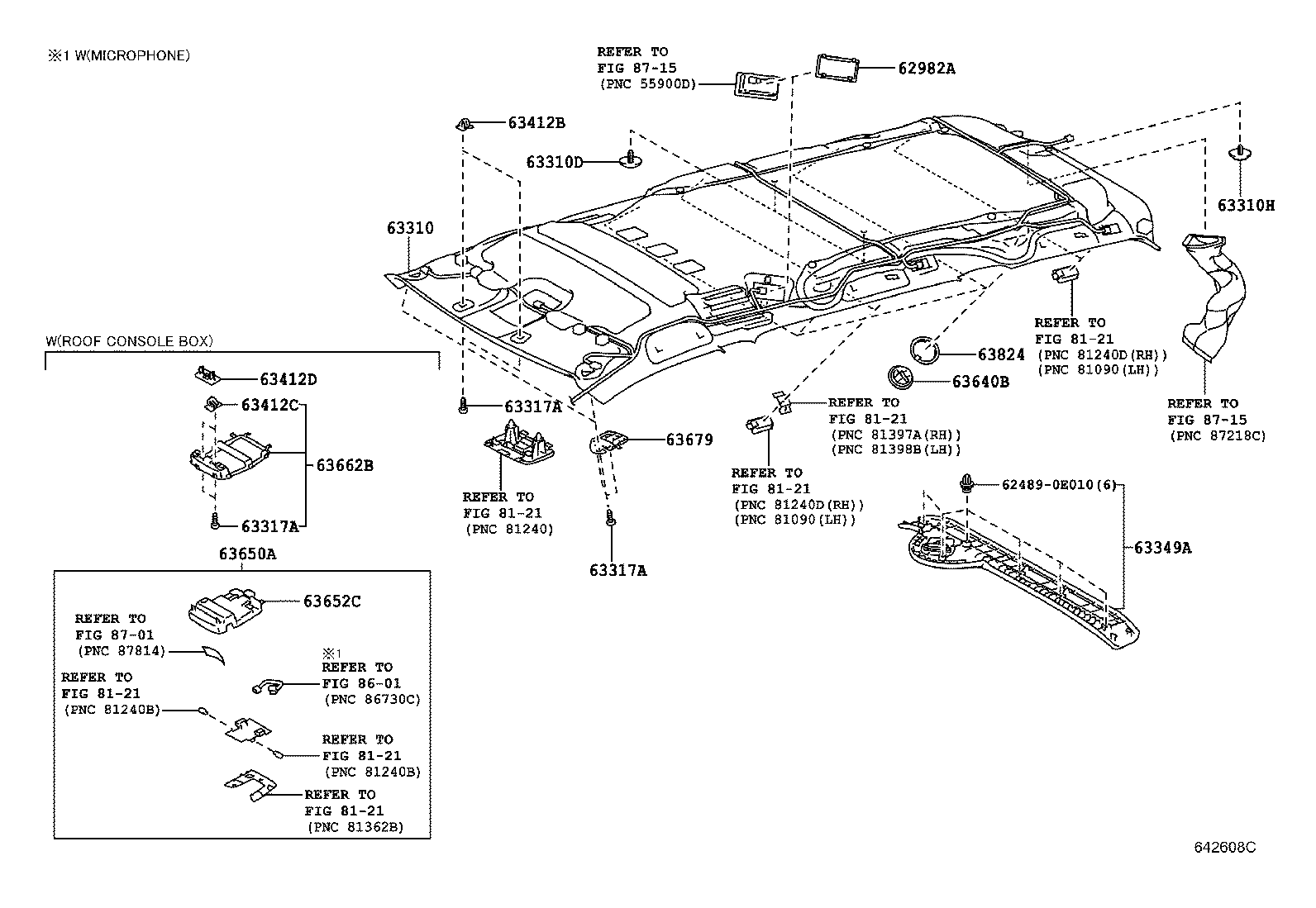 Toyota 63306-08040-B1 TRIM SUB-ASSY, SUNSHADE