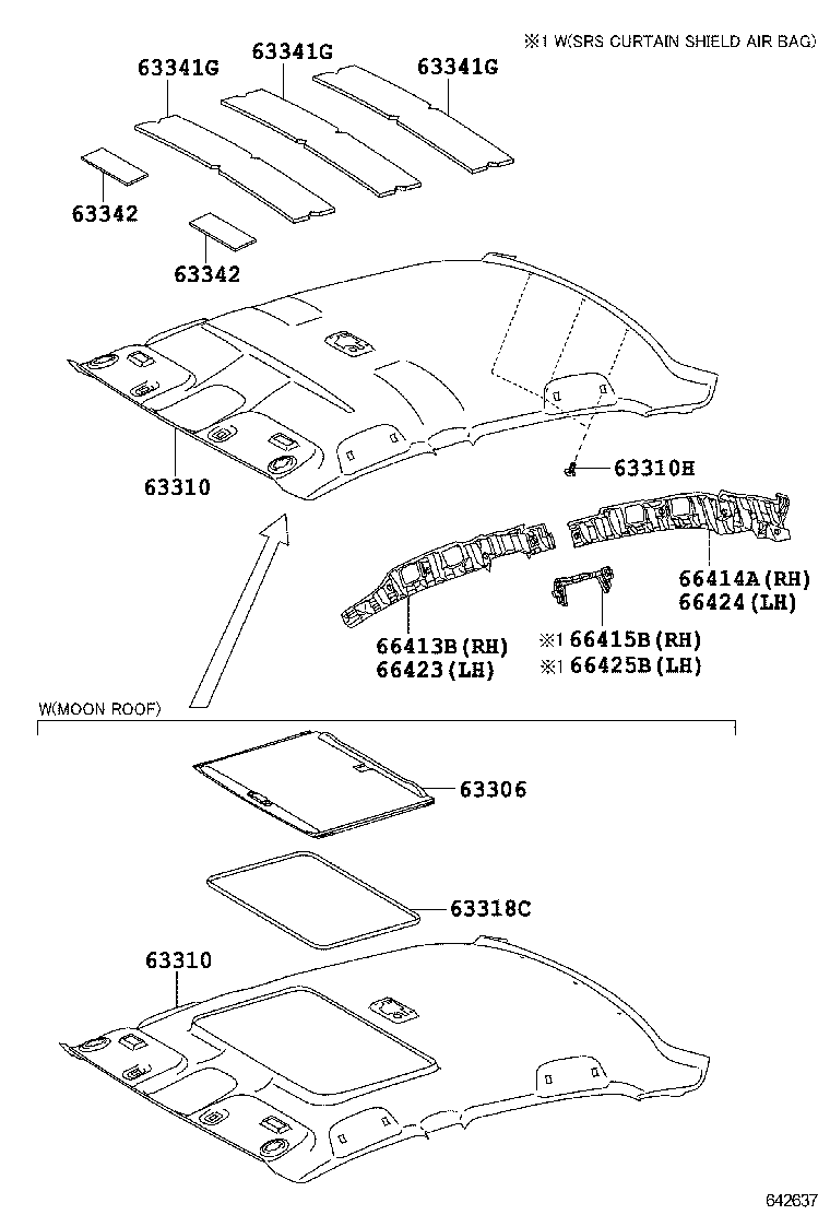63310-12J90-B0 HEADLINING ASSY, ROOF product image
