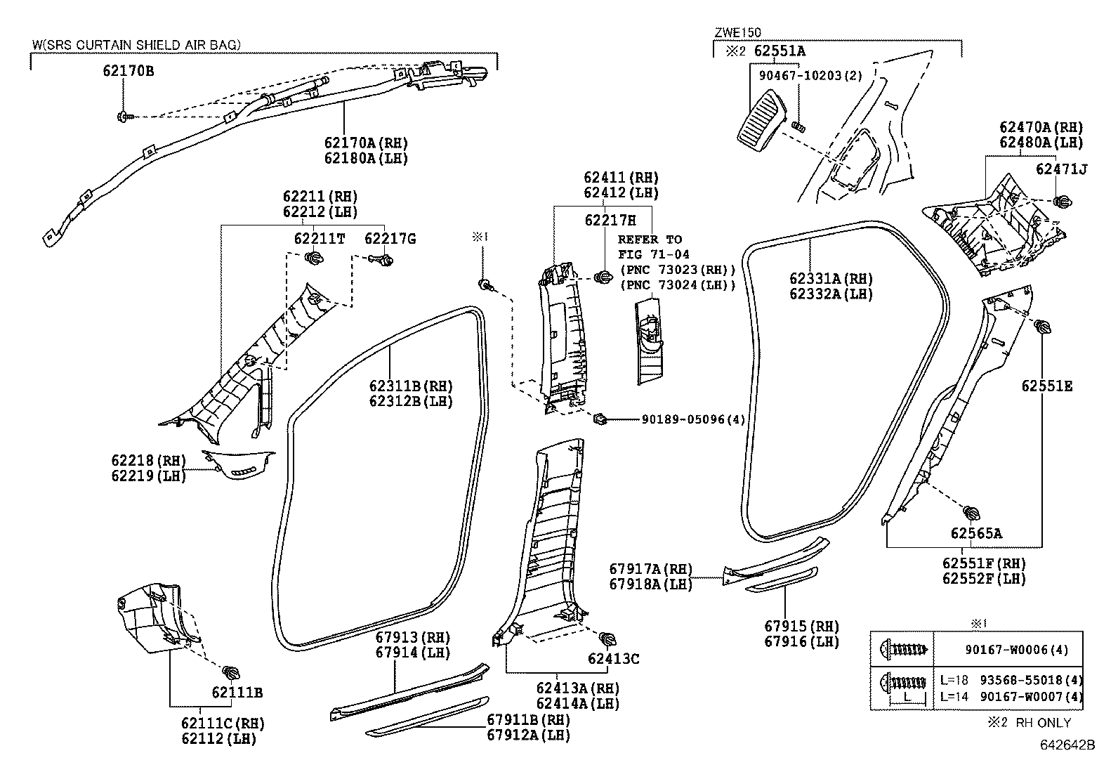 62170-02070 AIR BAG ASSY, CURTAIN SHIELD, RH product image
