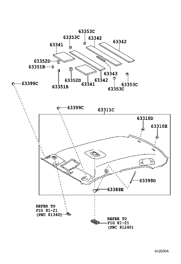 63352-0N030 PAD, ROOF HEADLINING, NO.2 product image