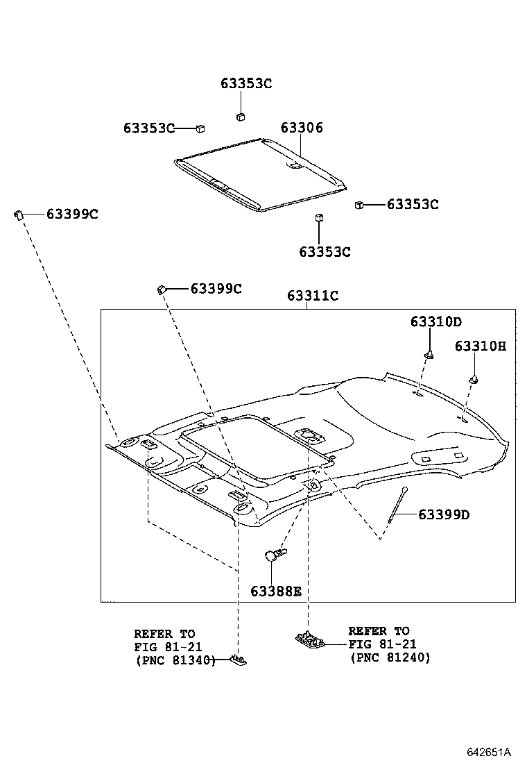 63352-0N030 PAD, ROOF HEADLINING, NO.2 product image