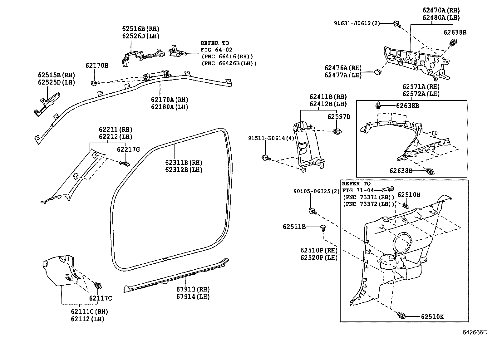 Toyota 62410-21041-B0 GARNISH, CENTER PILLAR, UPPER RH