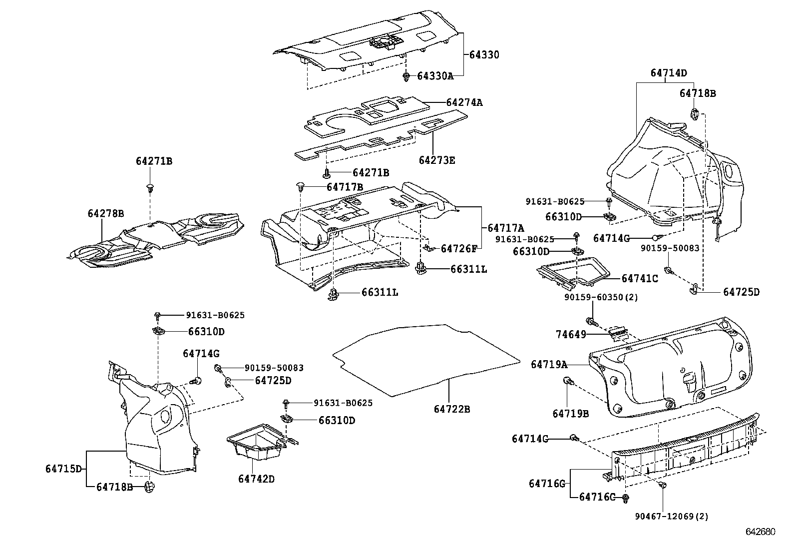 64722-53130-C1 COVER, LUGGAGE COMPARTMENT TRIM, NO.2 product image