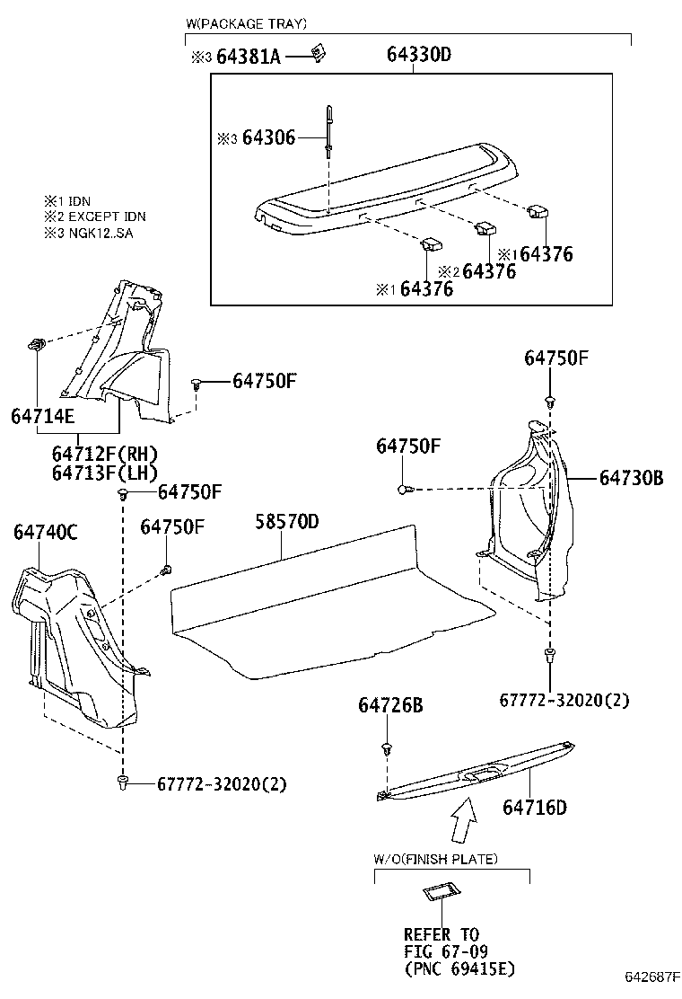 64306-0D140 SUSPENDER SUB-ASSY, PACKAGE TRAY TRIM product image