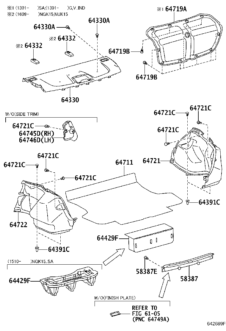 64429-0D010 BOX, LUGGAGE COMPARTMENT TRIM product image