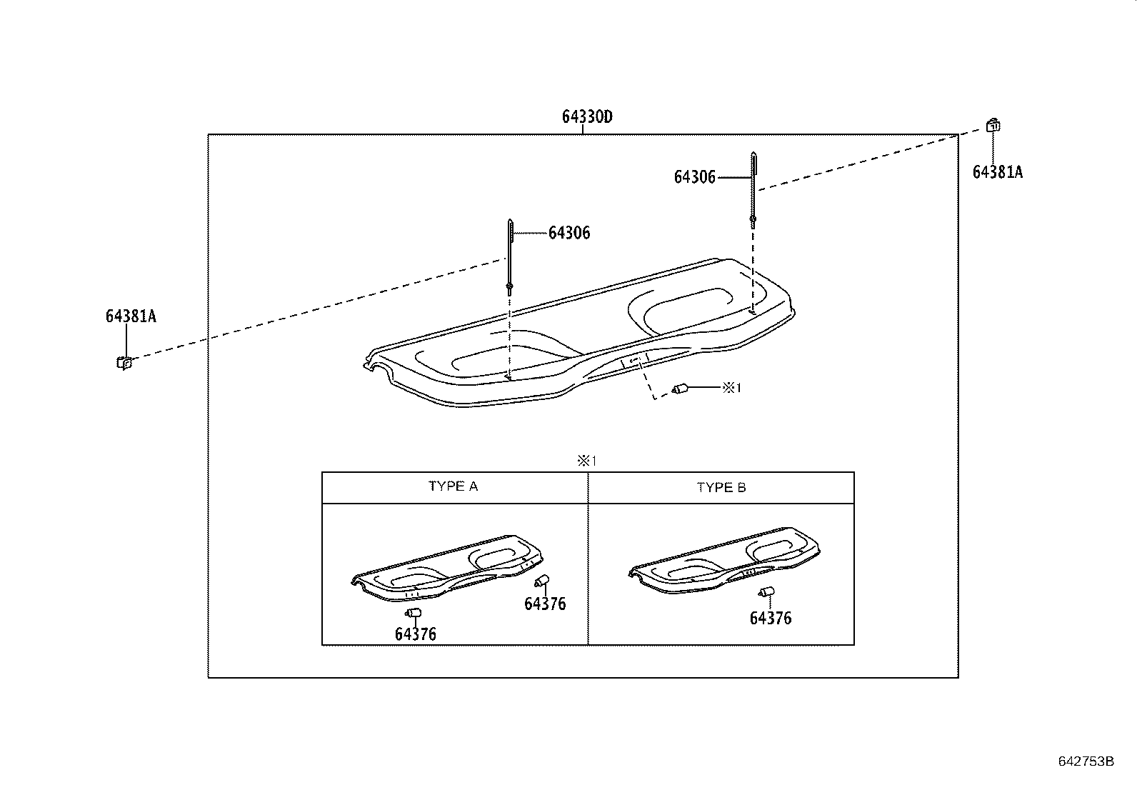 64306-52050 SUSPENDER SUB-ASSY, PACKAGE TRAY TRIM product image