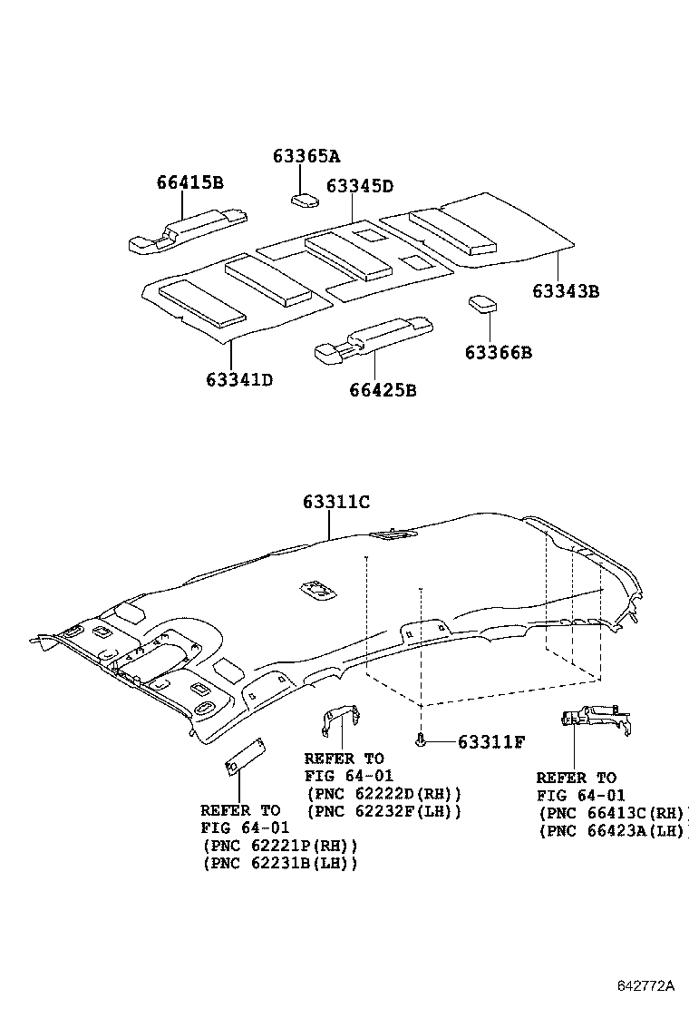 Toyota 63306-47080-B0 TRIM SUB-ASSY, SUNSHADE