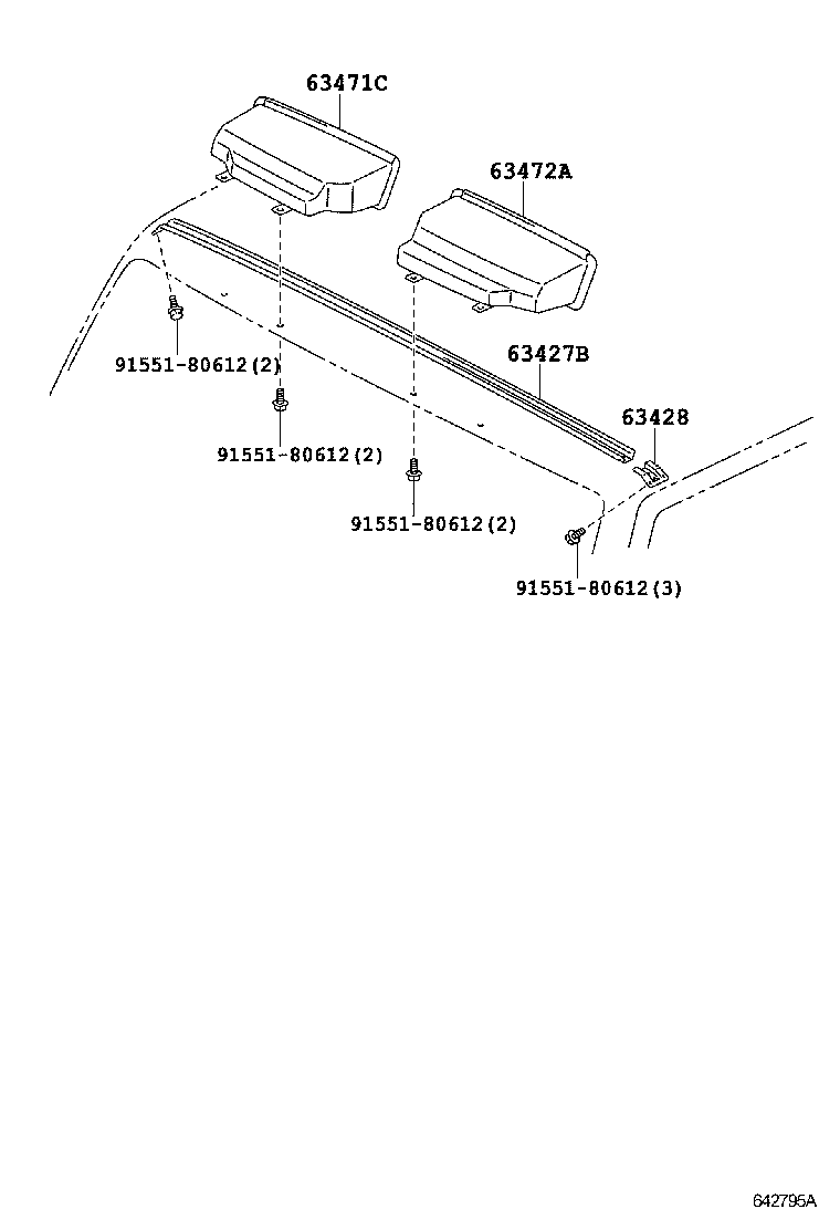 63430-25020-B1 RACK ASSY, ROOF, INNER product image