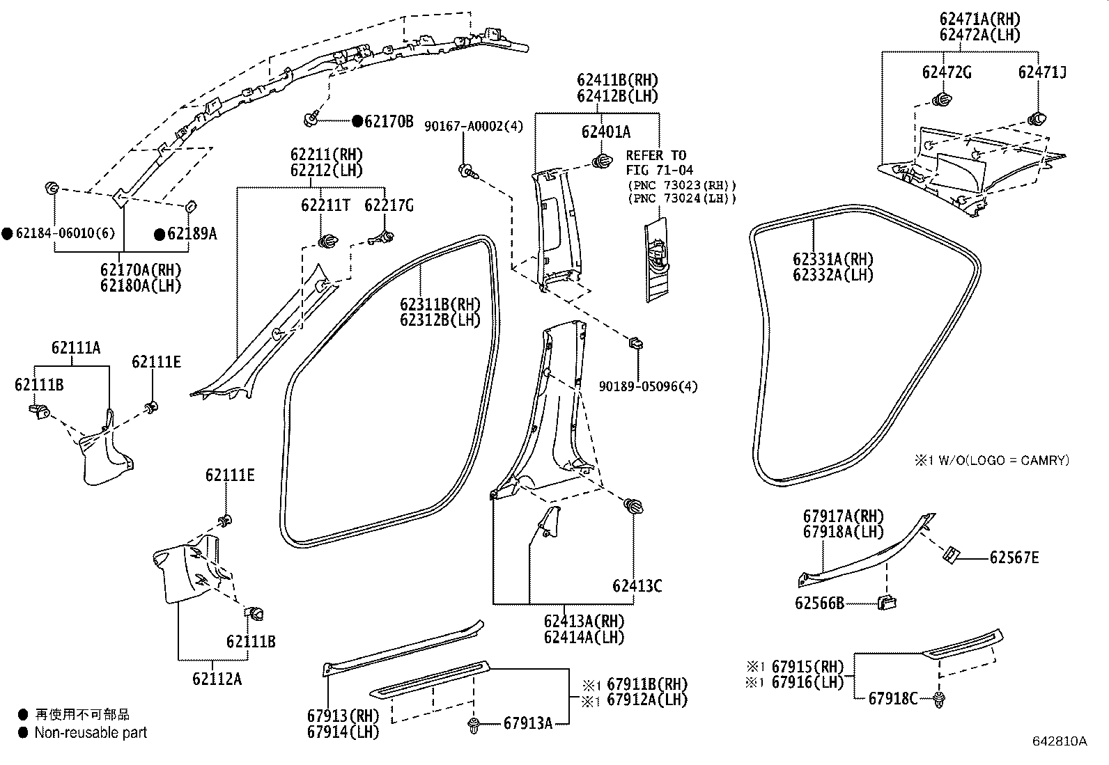 Toyota 62210-06190-B0 GARNISH, FRONT PILLAR, RH