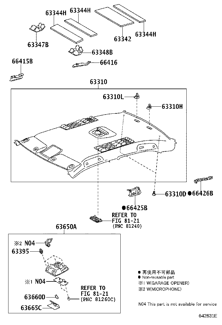 Toyota 63310-06830-B2 HEADLINING ASSY, ROOF