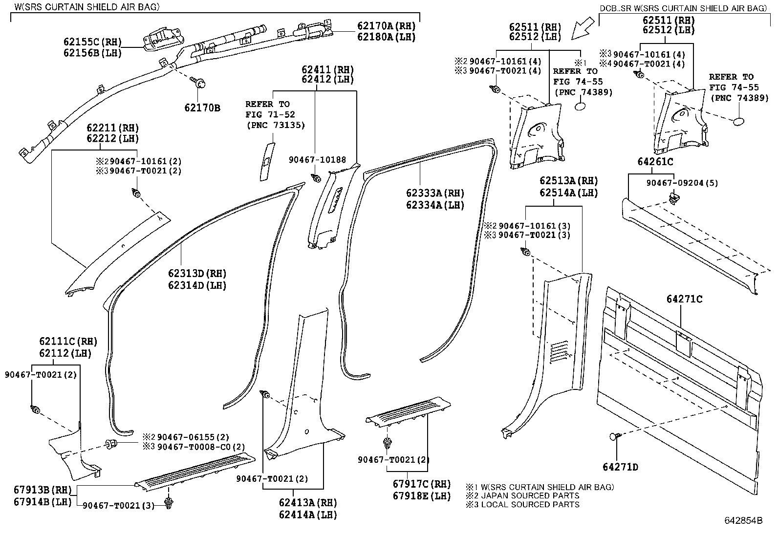 62170-0K031 AIR BAG ASSY, CURTAIN SHIELD, RH product image