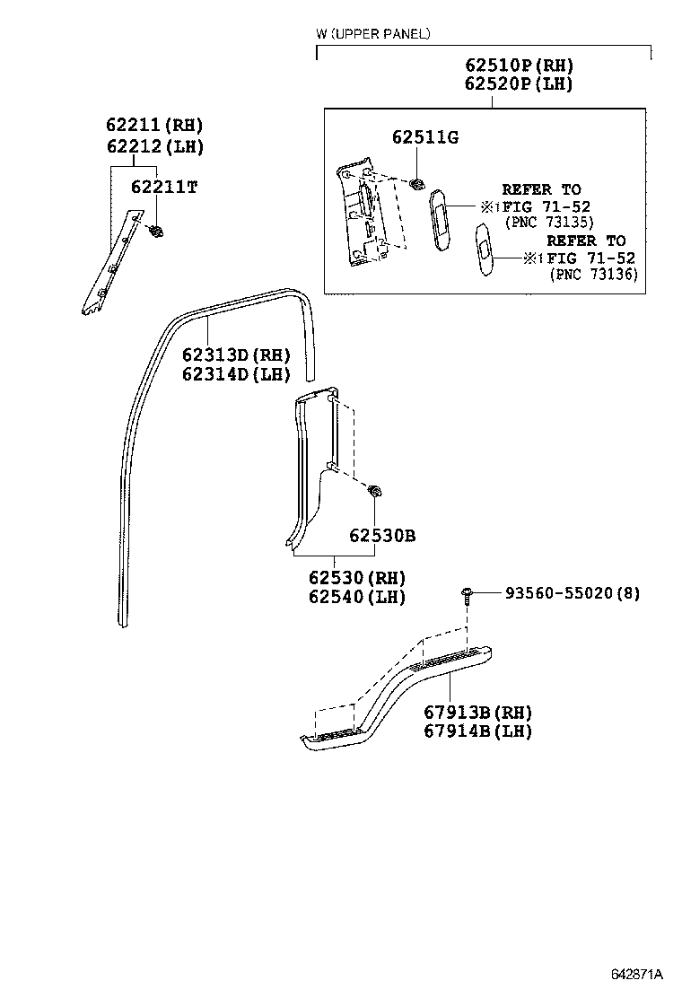 62331-37010 WEATHERSTRIP, REAR DOOR OPENING TRIM, RH product image