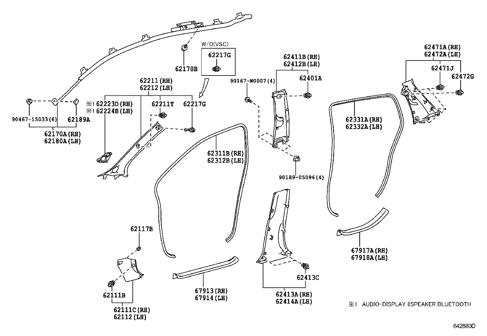 62170-0D030 AIR BAG ASSY, CURTAIN SHIELD, RH product image