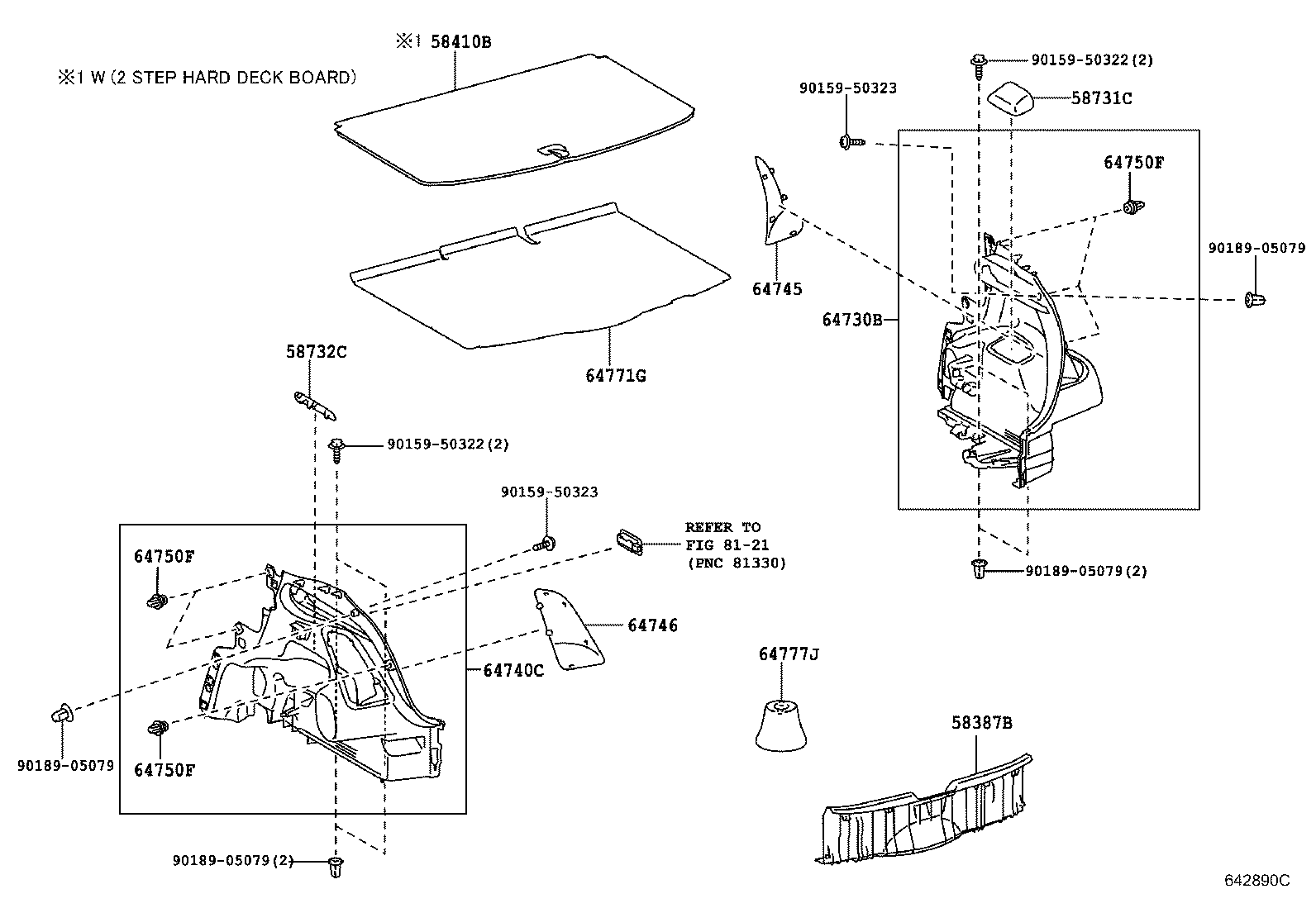 64306-0D090 SUSPENDER SUB-ASSY, PACKAGE TRAY TRIM product image