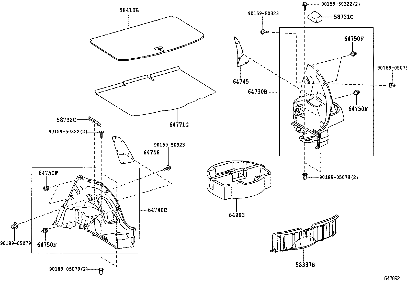 64306-0D090 SUSPENDER SUB-ASSY, PACKAGE TRAY TRIM product image