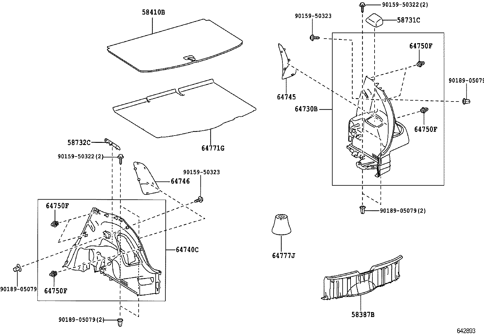 64306-0D090 SUSPENDER SUB-ASSY, PACKAGE TRAY TRIM product image