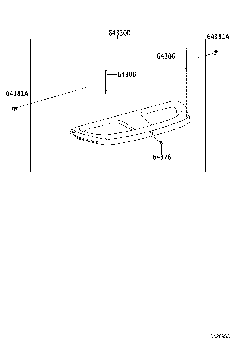 64306-0D090 SUSPENDER SUB-ASSY, PACKAGE TRAY TRIM product image