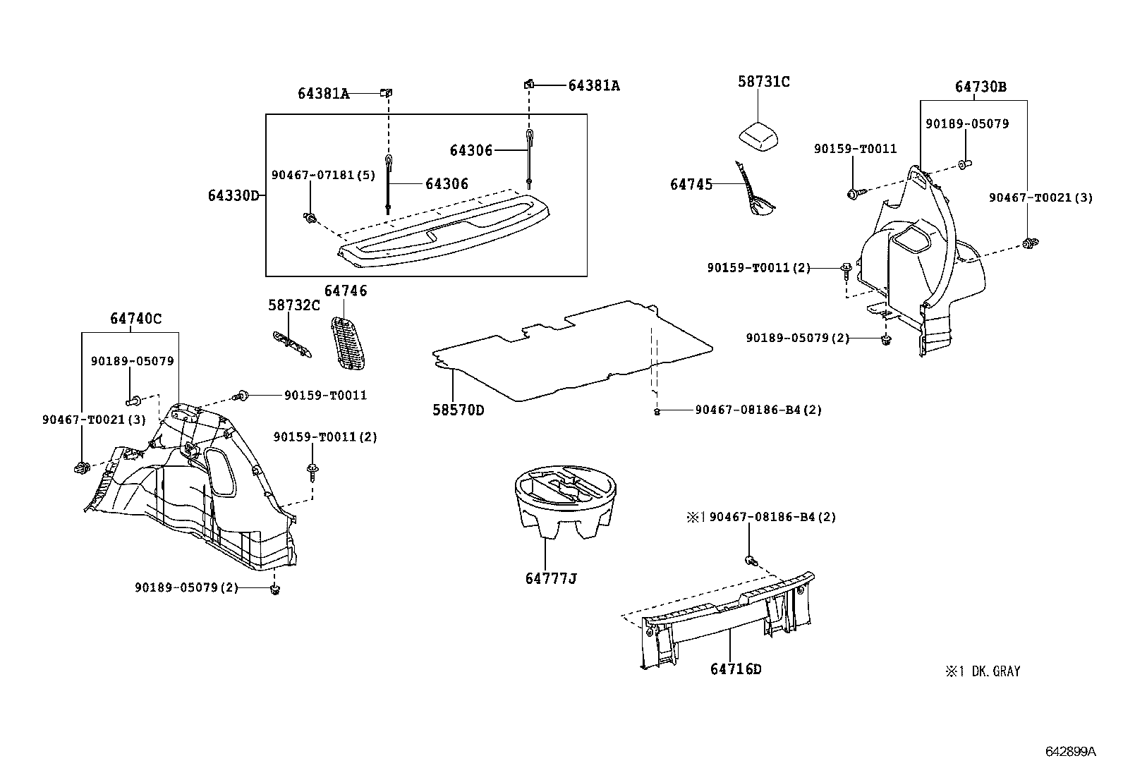 64306-0D050 SUSPENDER SUB-ASSY, PACKAGE TRAY TRIM product image