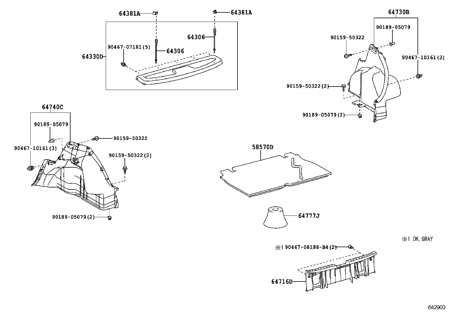 64306-0D050 SUSPENDER SUB-ASSY, PACKAGE TRAY TRIM product image
