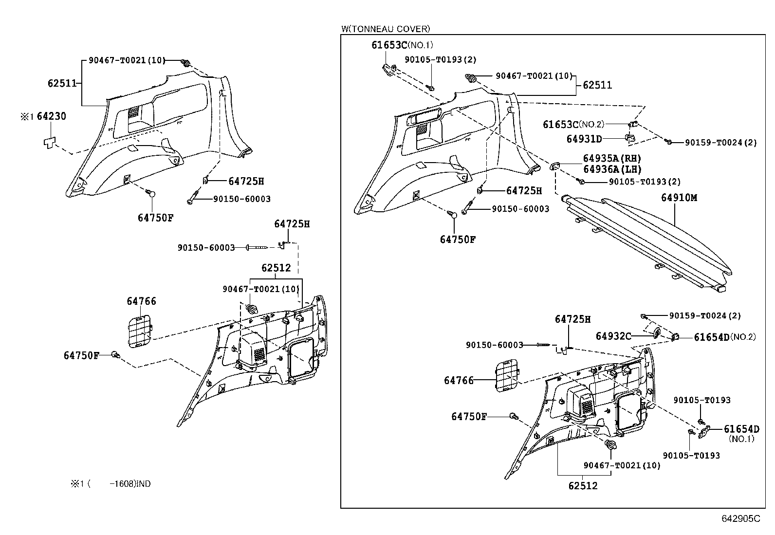 62332-0K200 WEATHERSTRIP, REAR DOOR OPENING TRIM, LH product image