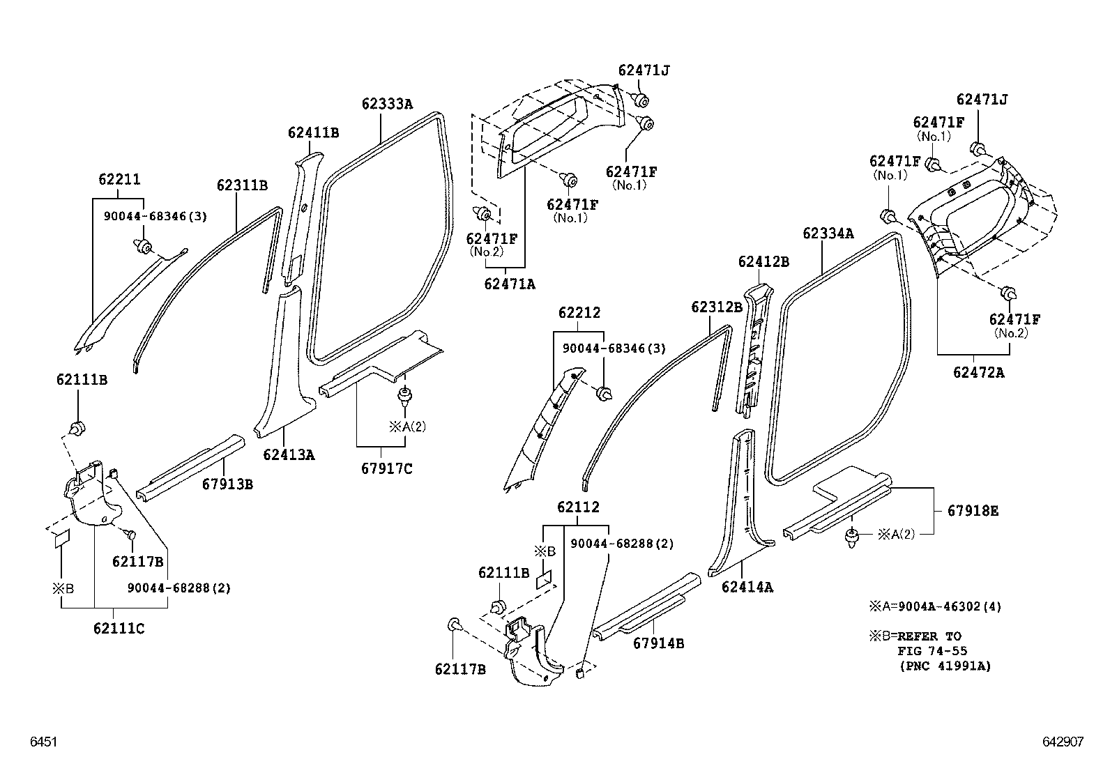 90044-68346 CLIP (FOR ROOF SIDE, INNER UPPER GARNISH) product image