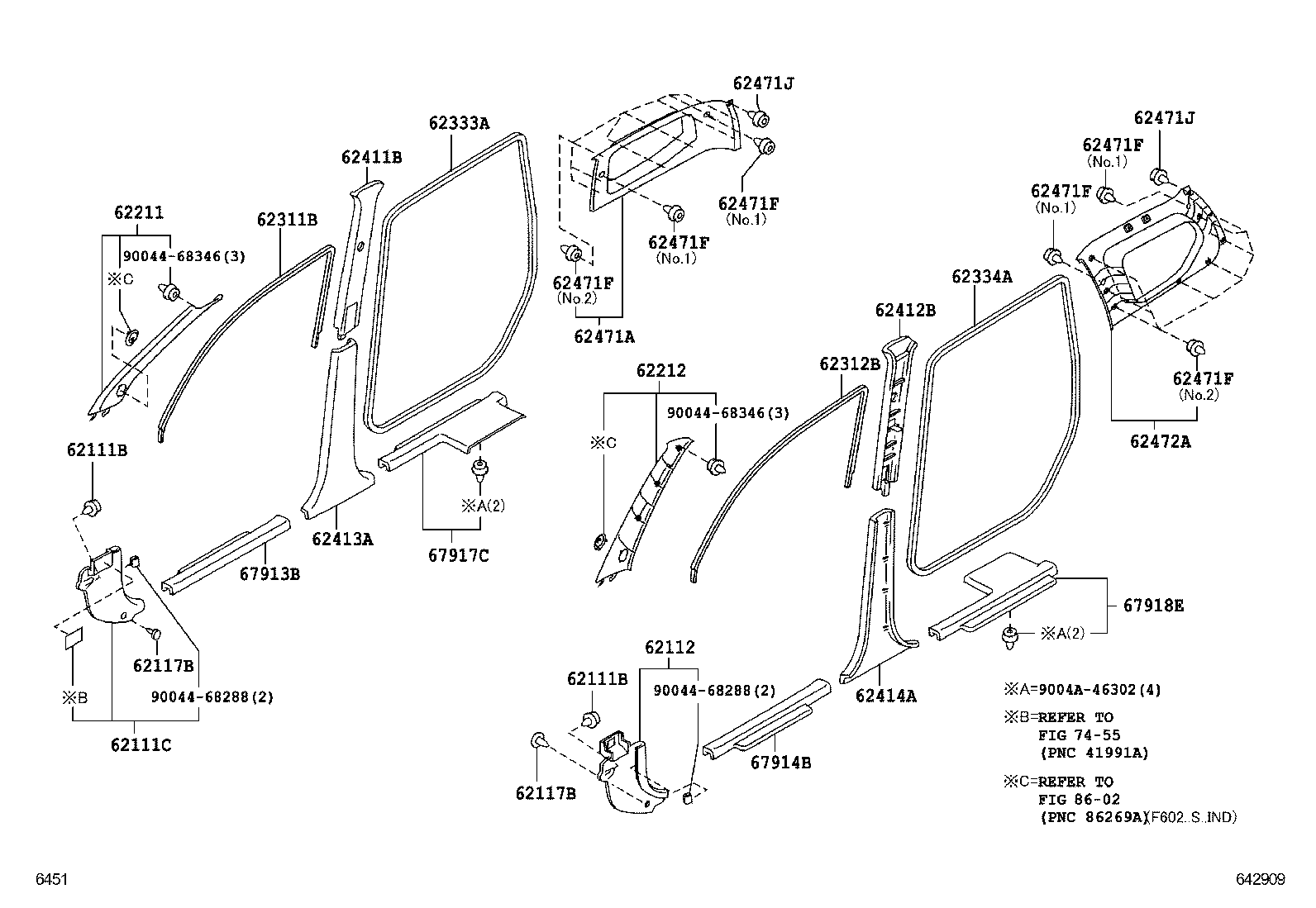 90044-68346 CLIP (FOR ROOF SIDE, INNER UPPER GARNISH) product image