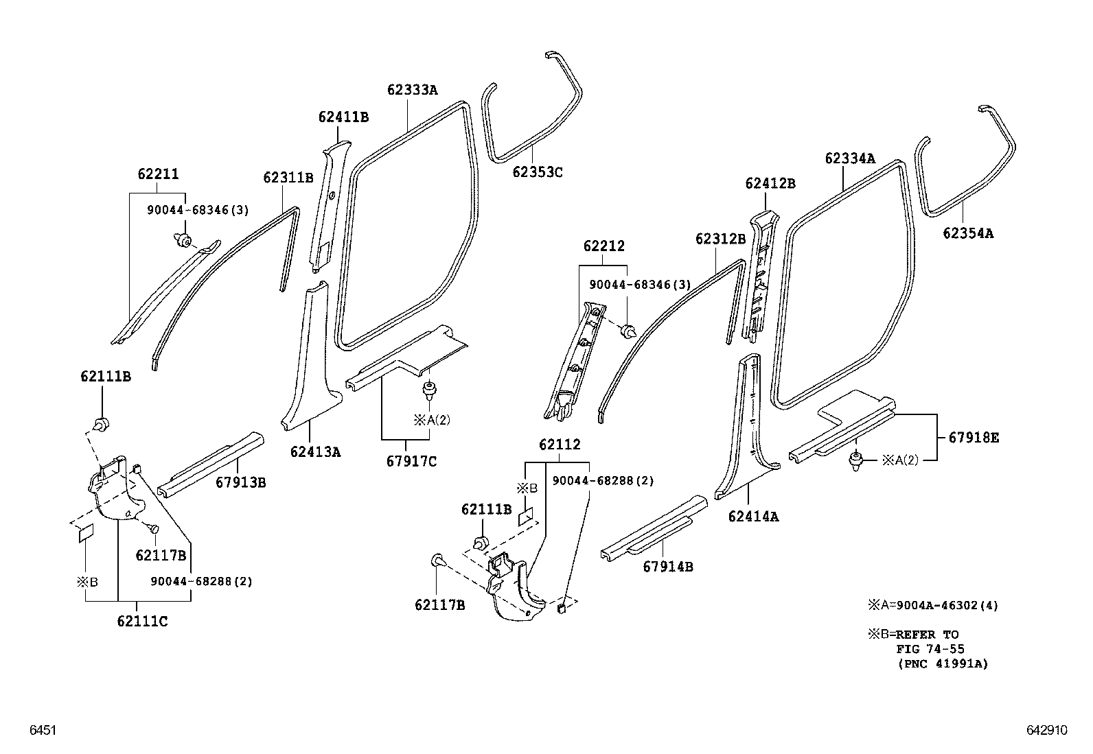 90044-68346 CLIP (FOR ROOF SIDE, INNER UPPER GARNISH) product image